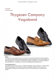budbringer ude af drift mærkning Tygesen Company Vagabond case - Erhvervscase - Opgaver.com