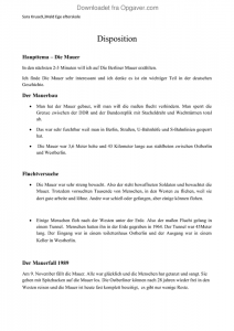 Die Mauer disposition - Tysk - Opgaver.com